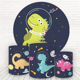 Aperturee Round Space Dinosaur Cartoon Birthday Backdrop Kit